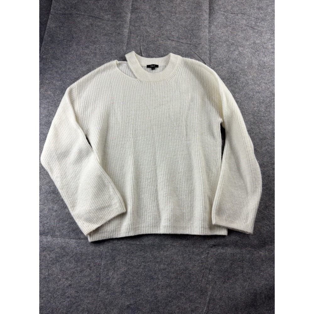 Rails Womens S Cut Out Crew Neck Oversized Sweater Alexi White‎ Timeless Basic